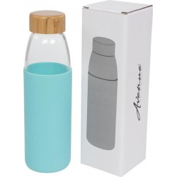 Bouteille sport en verre de 540 ml avec couvercle en bois Kai